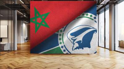 Morocco and Martinique two flags textile cloth, fabric texture Wall mural