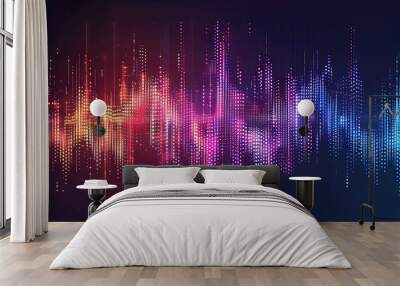 Music, notes, sound wave frequency, digital equalizer, audio, background, wallpaper. Wall mural