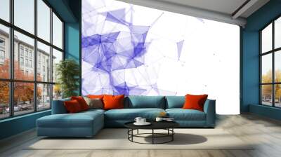 Network connection structure. Blue science background. Abstract digital background. Big data visualization. 3d rendering. Wall mural