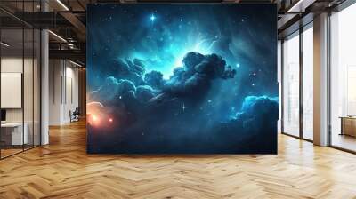 Night sky with stars and nebula - ideal for web banners and space backgrounds, Generative AI Wall mural