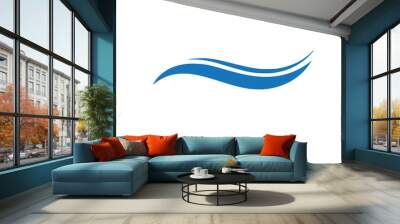 Blue flat logo design of wave Wall mural