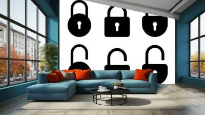 Set of lock and unlock icon. Vector symbol on white background. Wall mural