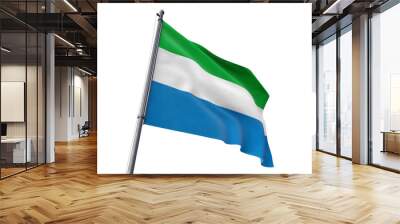 Sierra Leone flag waving isolated white background 3D illustration Wall mural