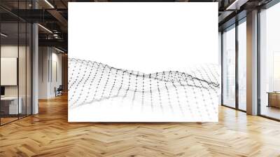 Technology white wave. Big data visualization. Analytics representation. Digital background. 3d rendering. Wall mural