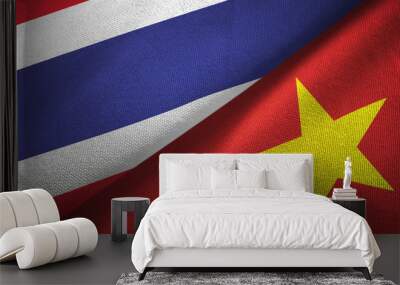 thailand and vietnam two flags textile cloth, fabric texture Wall mural