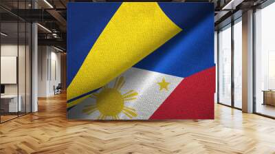 Tokelau and Philippines two flags textile cloth, fabric texture Wall mural