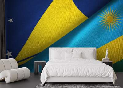 Tokelau and Rwanda two flags textile cloth, fabric texture Wall mural