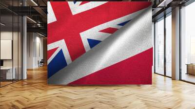 United Kingdom and Poland two flags textile cloth, fabric texture Wall mural