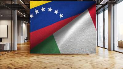 Venezuela and Italy two flags textile cloth, fabric texture Wall mural