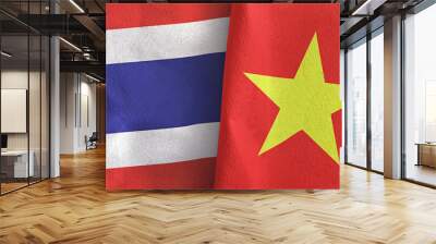 Vietnam and Thailand two flags textile cloth 3D rendering Wall mural