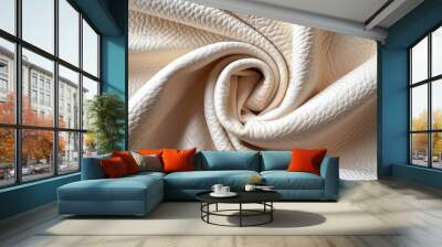 Beautiful beige leather as background, top view Wall mural