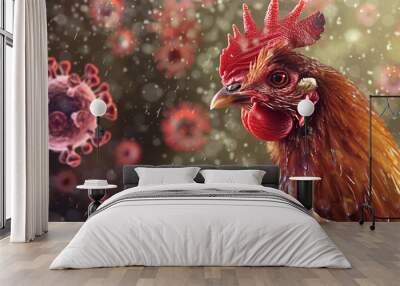 bird flu Chicken and virus Wall mural