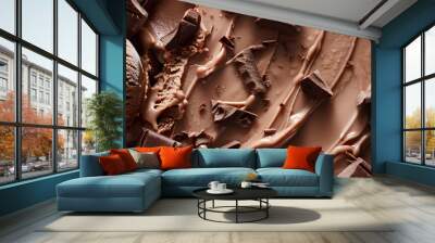 Chocolate ice cream with syrup close up Wall mural