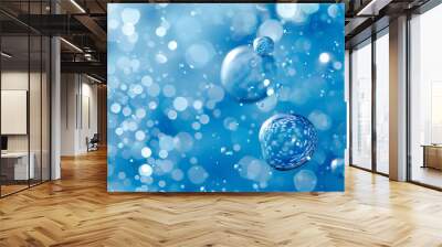 close up of bubbles in blue water Wall mural