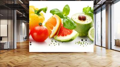 Healthy food vegetables and fruits, tasty eating concept Wall mural