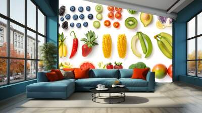 Healthy food vegetables and fruits, tasty eating concept Wall mural