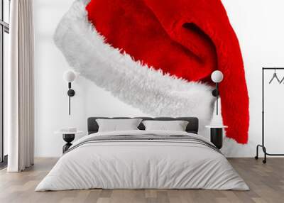 Santa red hat isolated in white background Wall mural