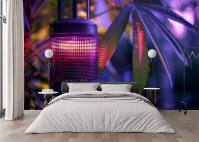 modern-looking hanging electric bug zapper light trap using shades of purple Wall mural