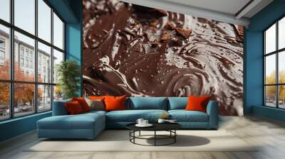 Tasty melted chocolate as background, closeup view Wall mural