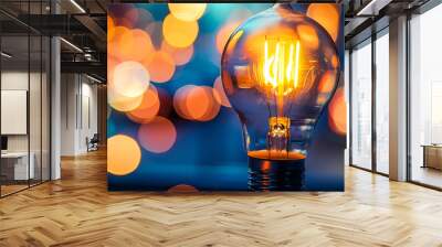 Tungsten electric lamp with a bokeh background design Wall mural