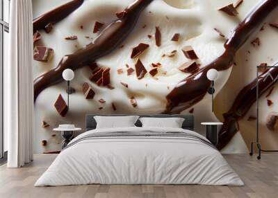 Vanilla ice cream with syrup close up Wall mural