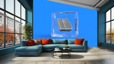 Ansuz rune in ice cube. 3d illustration Wall mural