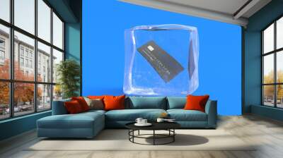 Credit card in ice cube. 3d illustration Wall mural