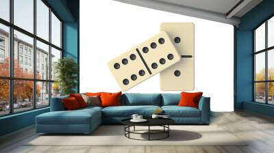 Domino tiles isolated on white background. Top view. 3d render Wall mural