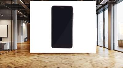 single black slim smartphone isolated on white background. clipping path - image. top view Wall mural