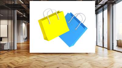 Two paper shopping bags isolated on white background. 3d render Wall mural