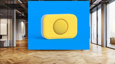 Yellow dishwasher detergent tablet on blue background. 3d render Wall mural