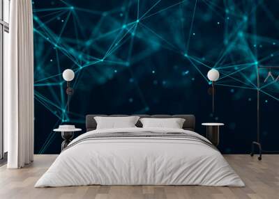 Abstract communication background with connecting dots and lines. Plexus effect. 3d Wall mural