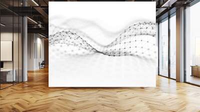 Abstract digital background. Network connection structure. Big data. Futuristic abstract wave. 3D rendering. Wall mural