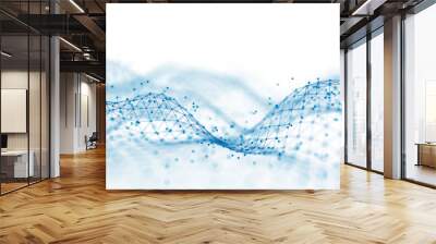 Abstract digital background. Network connection structure. Big data. Futuristic abstract wave. 3D rendering. Wall mural