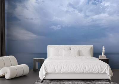 Blue ocean and cloudy sky at morning. Wall mural