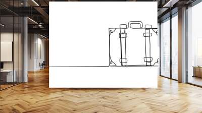 Continuous one line drawing of valise. Concept for travelling. Vector illustration Wall mural