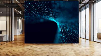 Digital technology. Futuristic background of glowing particles in motion. Large amount of data. 3D rendering. Wall mural