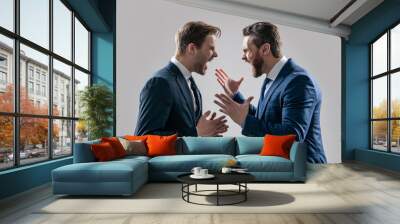 dissatisfied men discuss failure. two colleagues have disagreement and conflict. Wall mural