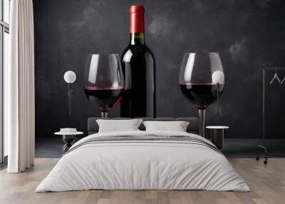 full bottle red wine empty glass Wall mural