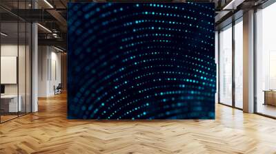 Futuristic blue background with glowing particles movement. Big data. 3d rendering. Wall mural