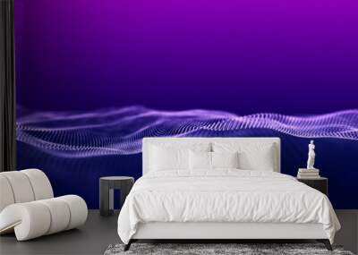 Futuristic wave. Abstract technology background. 3D visualization of big data. Analytical presentation.3D rendering. Wall mural