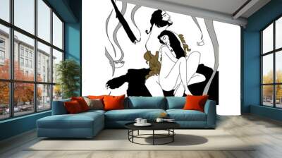 Isolated vector illustration. Greek mythology. Wedding of Jason and Medea. Based on hand drawn original style art. Wall mural