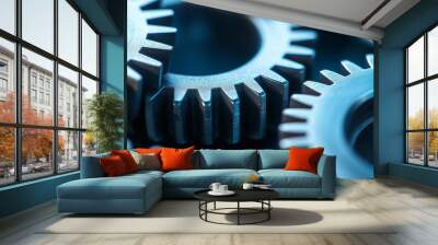 Metalic gears |  cogs | machinery | mechanical | engineering | industrial | clock Wall mural