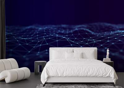 Network connection data. Structural communication of information. Abstract background. 3d rendering. Wall mural