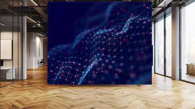 Network connection structure. Data transfer. Abstract background with interweaving of dots and lines. 3D rendering. Wall mural