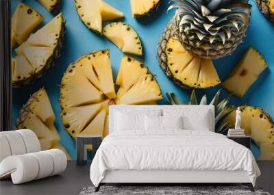 pineapples, pineapple slices. tropical pineapple background	 Wall mural