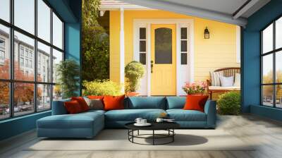  A front entrance of a home with a yellow door Wall mural