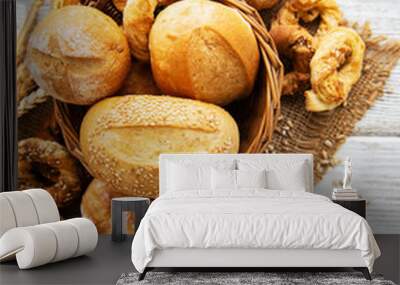 Assortment of baked bread Wall mural