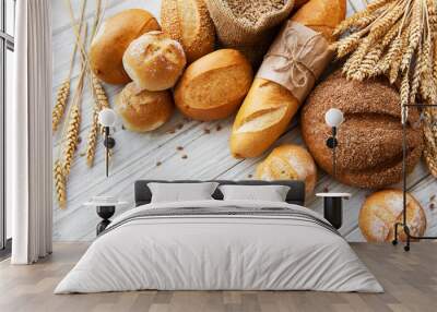 Assortment of baked bread Wall mural