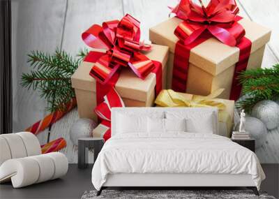 christmas gift box and decorations Wall mural